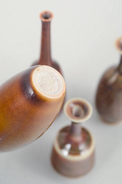 John Andersson for Hoganas, Sweden. Set of four miniature stoneware vases in earthy tones. Approx. - 4