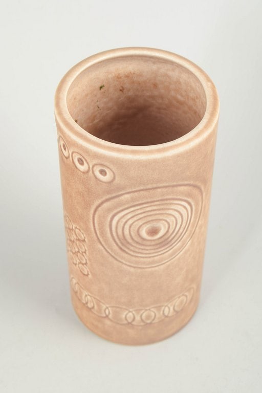 Olle Andersson for Rorstrand, Sweden. Cylindrical stoneware vase with circular and geometric motifs. - 2
