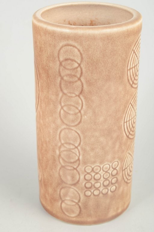 Olle Andersson for Rorstrand, Sweden. Cylindrical stoneware vase with circular and geometric motifs. - 3
