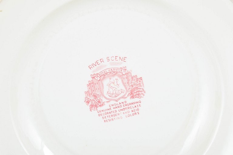 Royal Warwick, Mason's and Old Country, England. Set of four faience dinner plates with landscape - 4