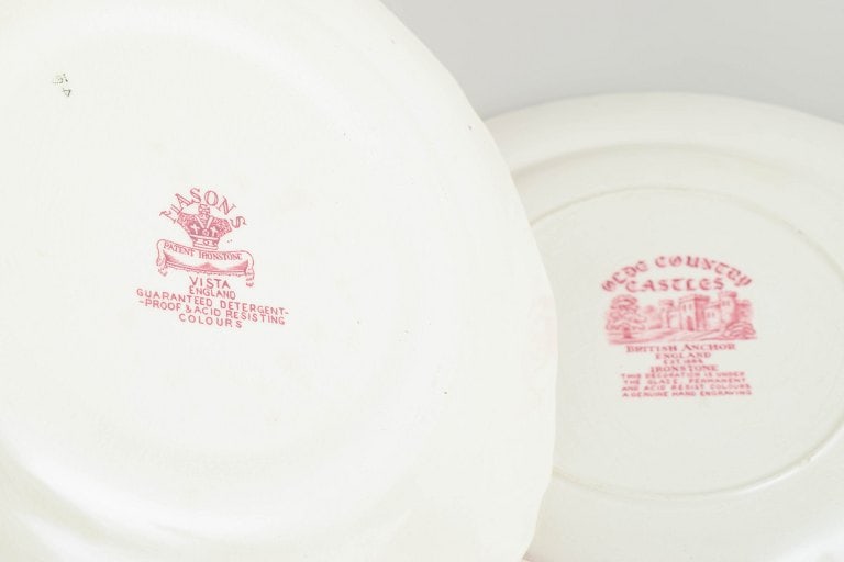 Royal Warwick, Mason's and Old Country, England. Set of four faience dinner plates with landscape - 5