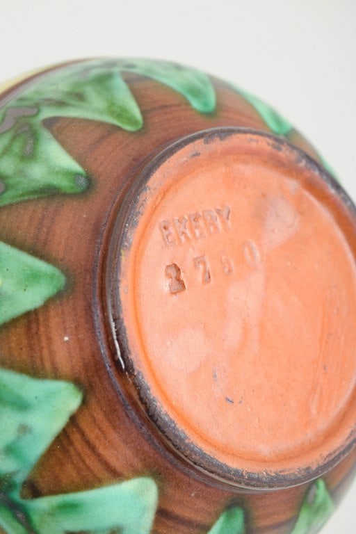 Upsala Ekeby, Sweden. Stoneware vase with glaze in green, yellow and brown tones. Approx. 1930s. - 4