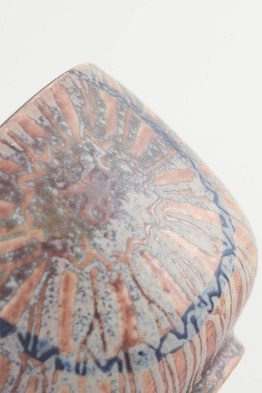 Nils Thorsson for Royal Copenhagen, Denmark. Stoneware bowl in blue, brown, and light tones. Approx. - 3