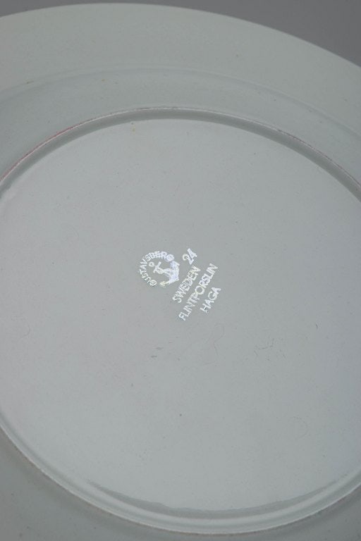 Stig Lindberg for Gustavsberg, Sweden. Set of five faience soup plates with floral decoration. - 4