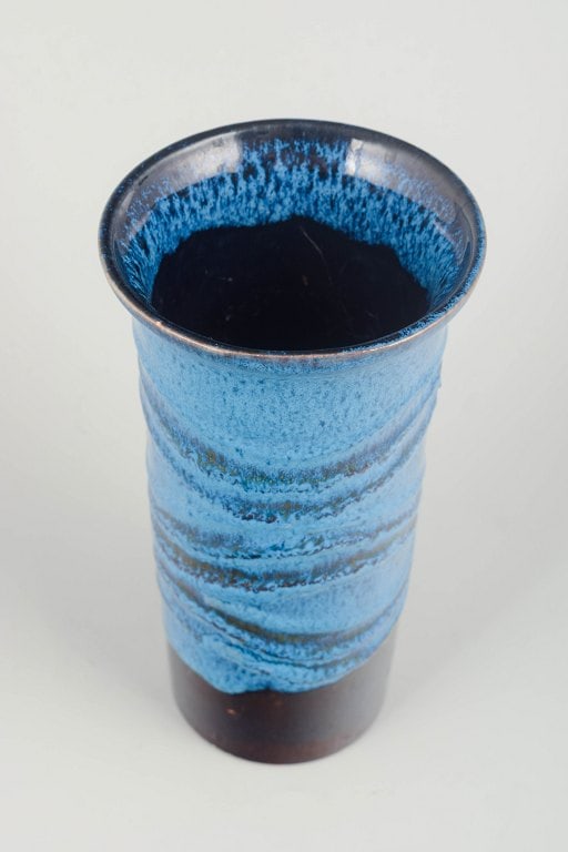 Scandinavian Studio Potter. Ceramic vase in stoneware with turquoise and brown glaze. Approx. 1970s. - 2