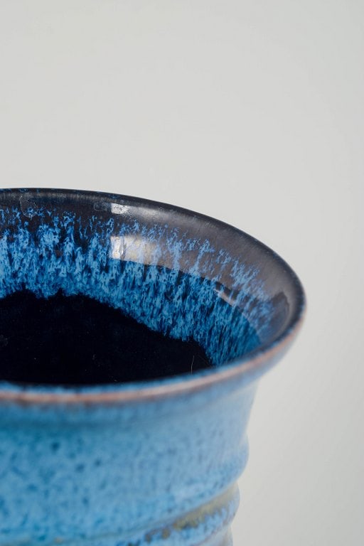 Scandinavian Studio Potter. Ceramic vase in stoneware with turquoise and brown glaze. Approx. 1970s. - 3