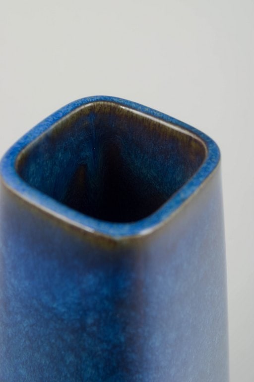 Sven Jonson for Gustavsberg. Sweden. Rectangular stoneware vase in shades of azure, cobalt, and - 3