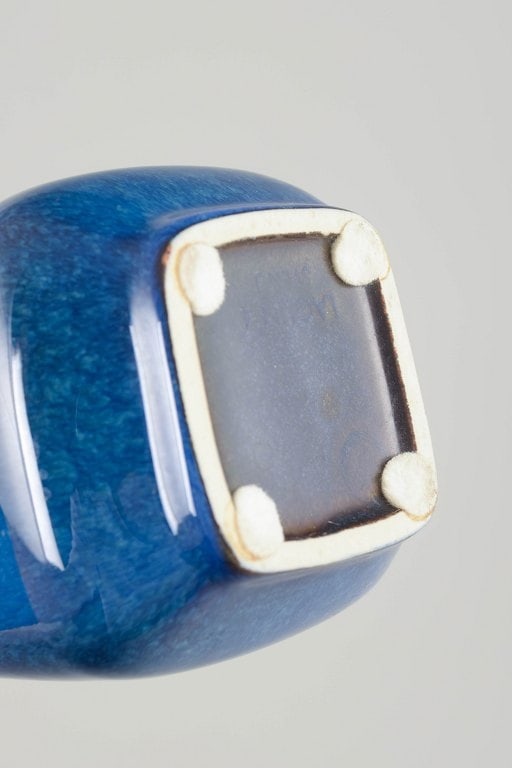 Sven Jonson for Gustavsberg. Sweden. Rectangular stoneware vase in shades of azure, cobalt, and - 4