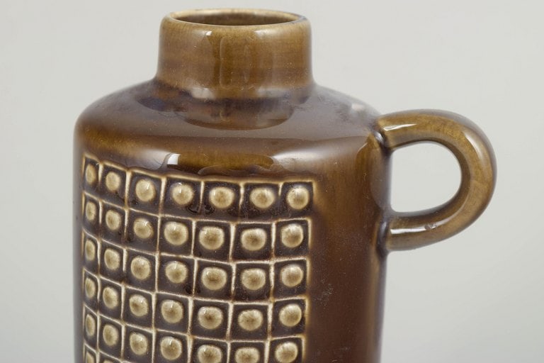 Gunnar Nylund for Rorstrand, Sweden. Ceramic pitcher in brown glaze with a geometric relief pattern - 3
