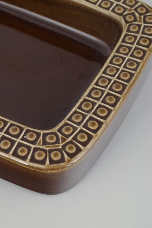 Gunnar Nylund for Rorstrand, Sweden. Rectangular dish with geometric relief pattern along the rim. - 3