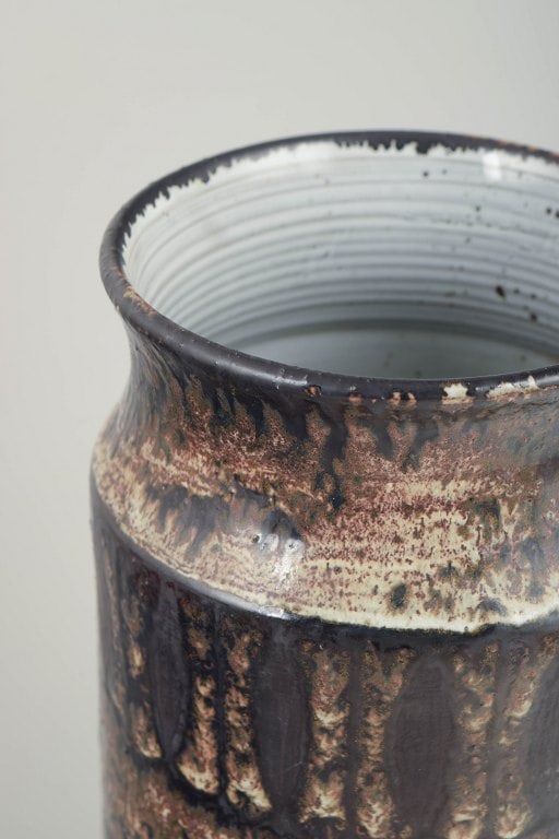 Jacques Pouchain for L'Atelier Dieulefit, France. Cylindrical stoneware vase in brown and black - 3