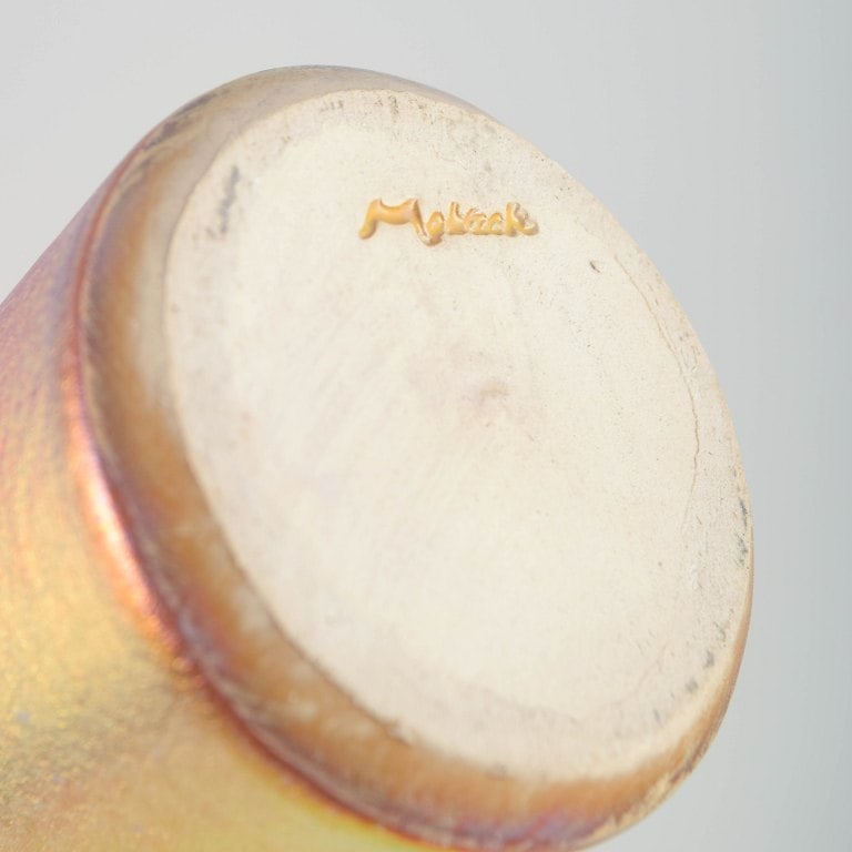 Mobach, Holland. Tall stoneware vase in golden and copper tones. Approx. 1960/70s. - 4