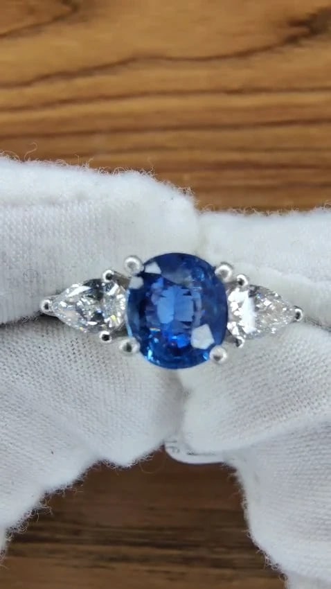 GIA Certified 2.13ct Natural Sapphire Diamonds Ring Platinum*v - 3