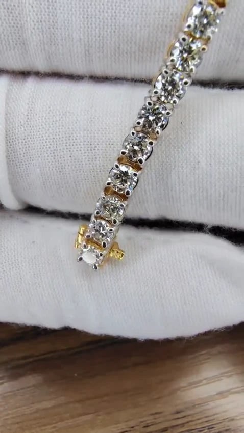 8.35ct Natural Round Brilliant Diamonds Tennis Bracelet 14kt *v - 3