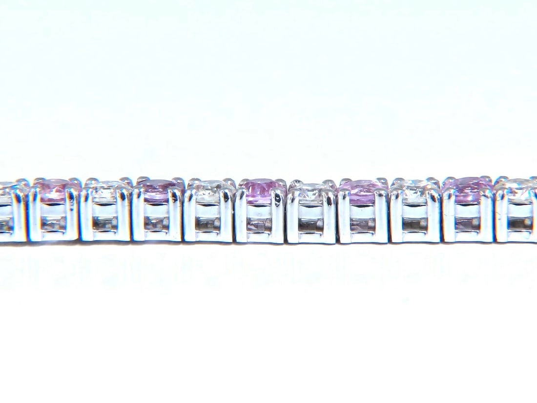 7.30ct natural Pink Sapphire diamond bracelet 14kt Tennis** - 5