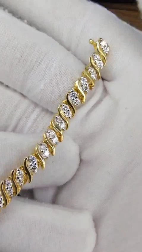 3.00 natural diamonds S Link Tennis Bracelet 14kt *v - 3