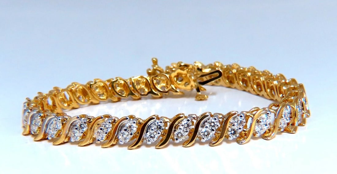 3.00 natural diamonds S Link Tennis Bracelet 14kt *v - 4