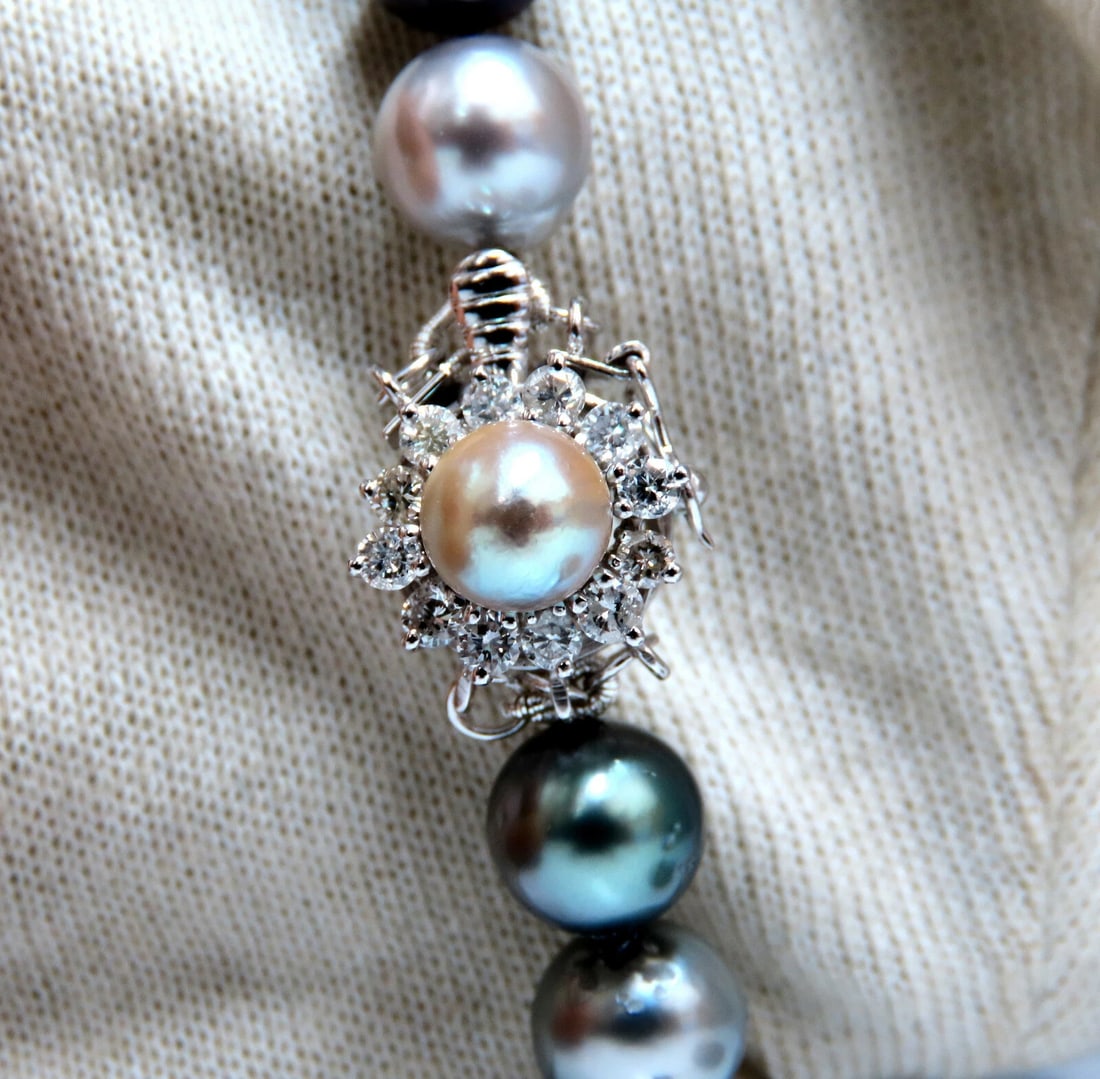 GIA certified Natural Multicolor Tahitian Saltwater Pearls necklace 9m 14k** - 5