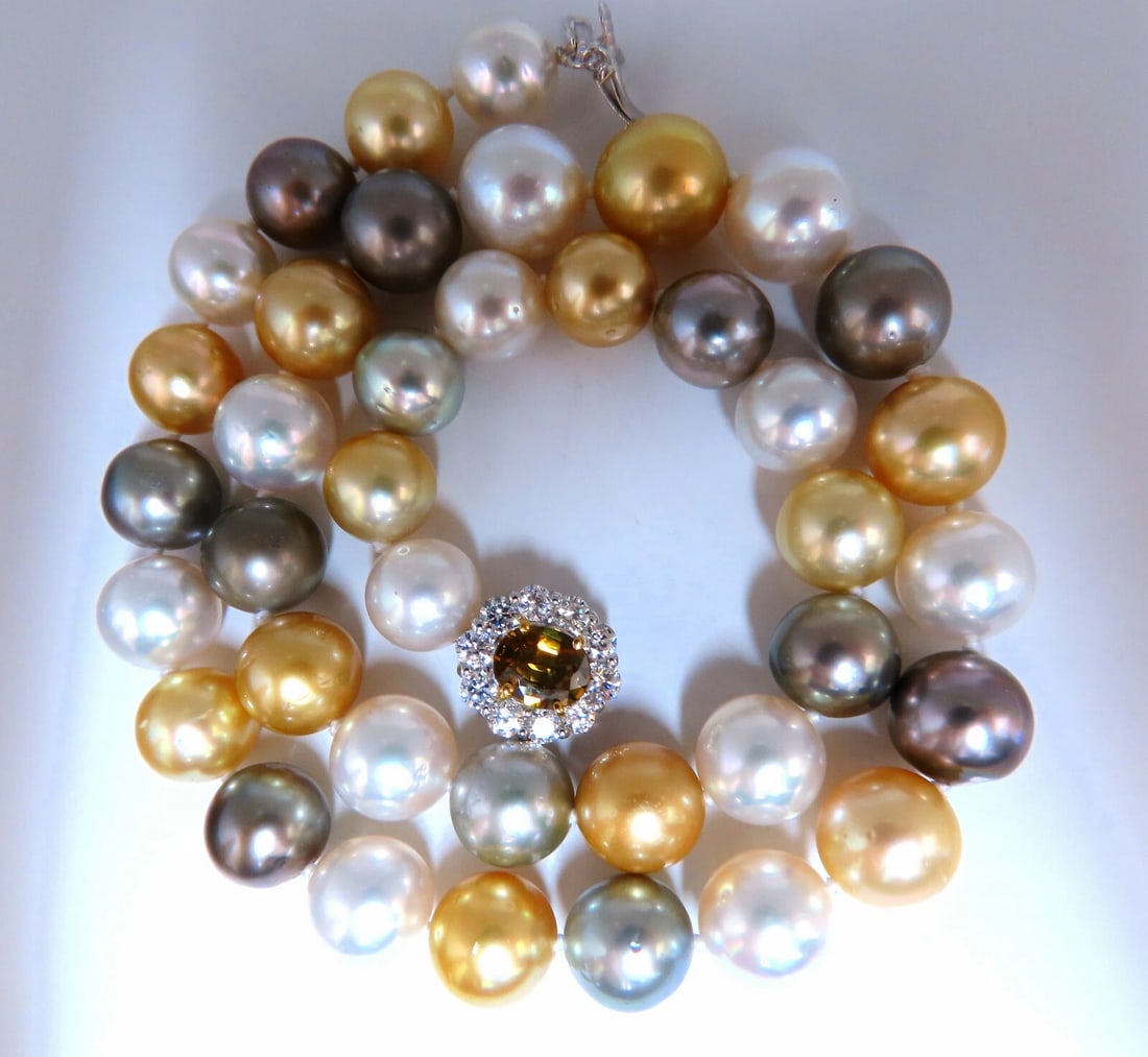 GIA certified Natural Multicolor Tahitian Saltwater Pearls necklace 11.7m 14k** - 4