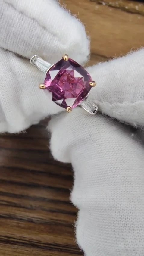 GIA Certified 3ct Natural purple pink Sapphire Diamonds Ring 18kt plat *v - 3