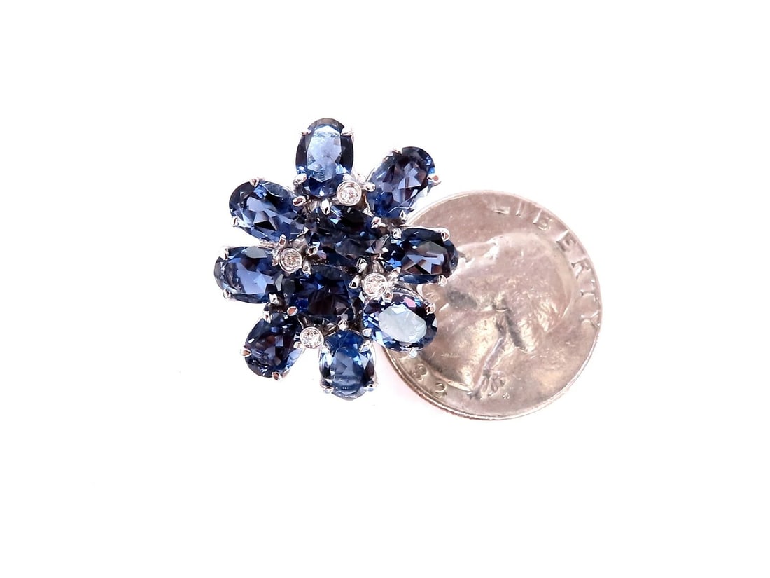 12ct natural oval purple iolite diamond clip earrings 18kt** - 5