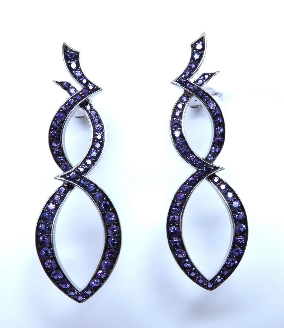 4.50ct natural purple amethyst clip earrings 18kt Cosmopolitan Mod deco** - 4