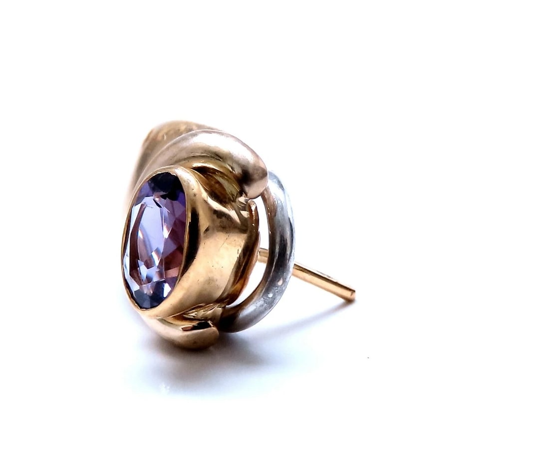 2ct natural oval purple amethyst clip earrings 18kt** - 7