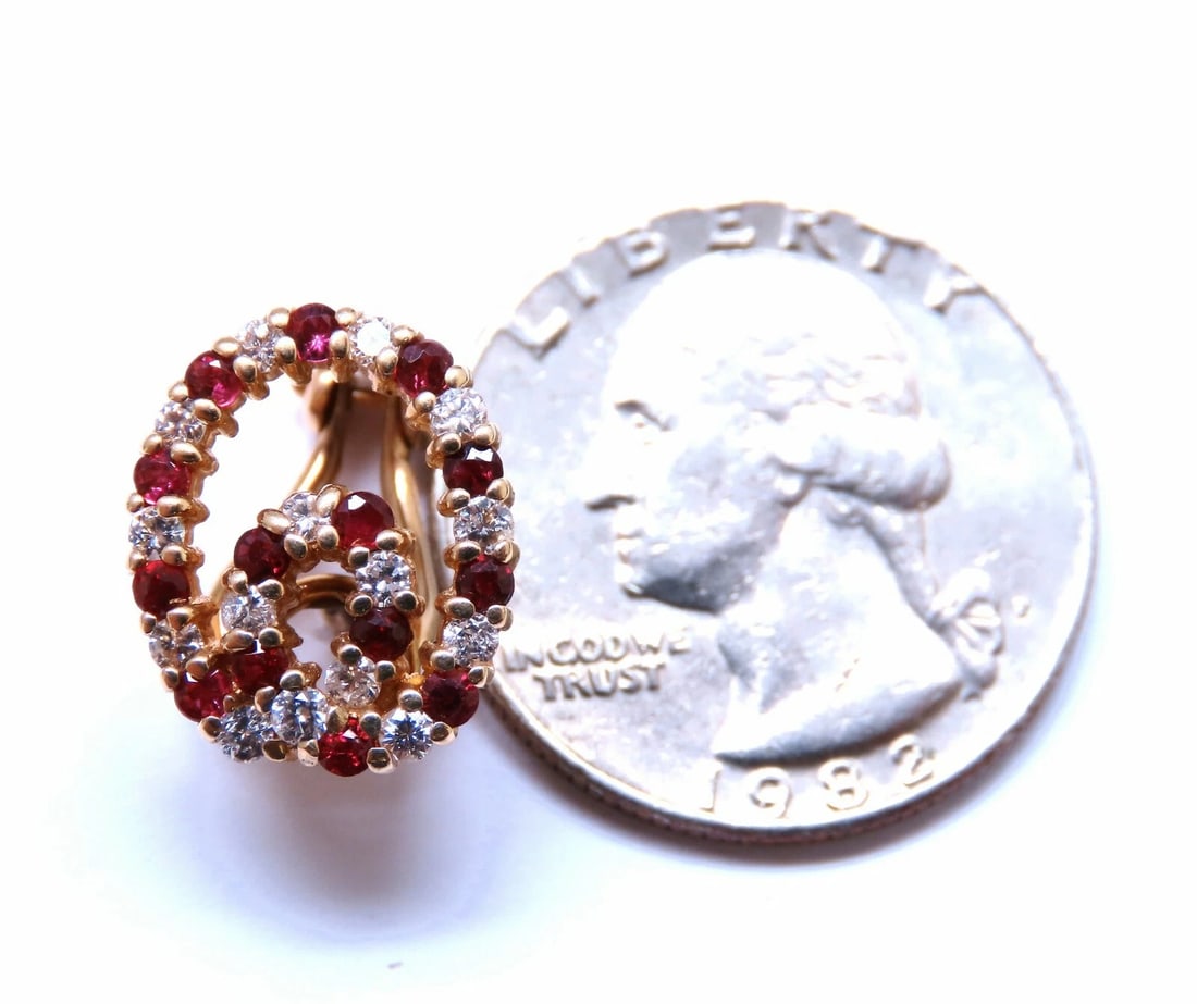 1.15ct. Natural Ruby Diamond Swirl Clip Earrings 14kt gold** - 3