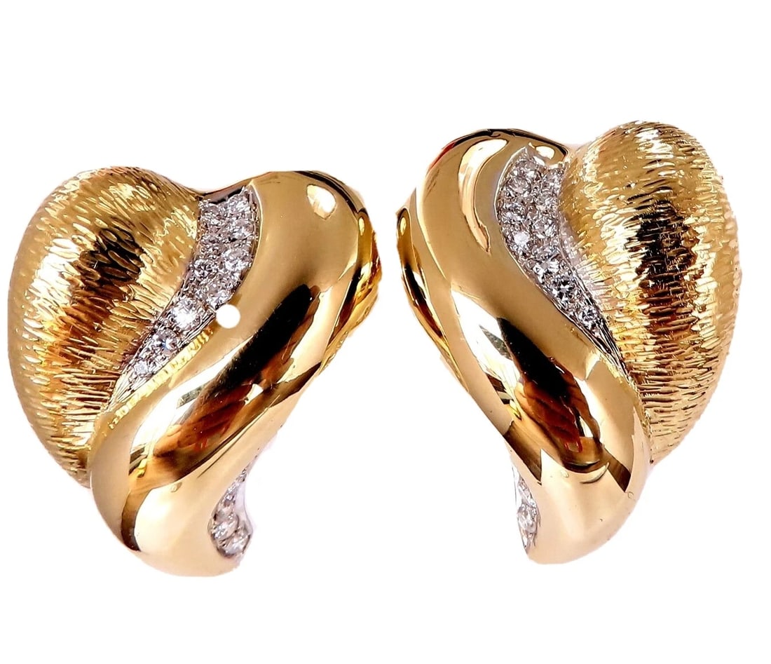 Caravelli .50ct Natural Dome Heart Diamond Earrings 18kt** - 4