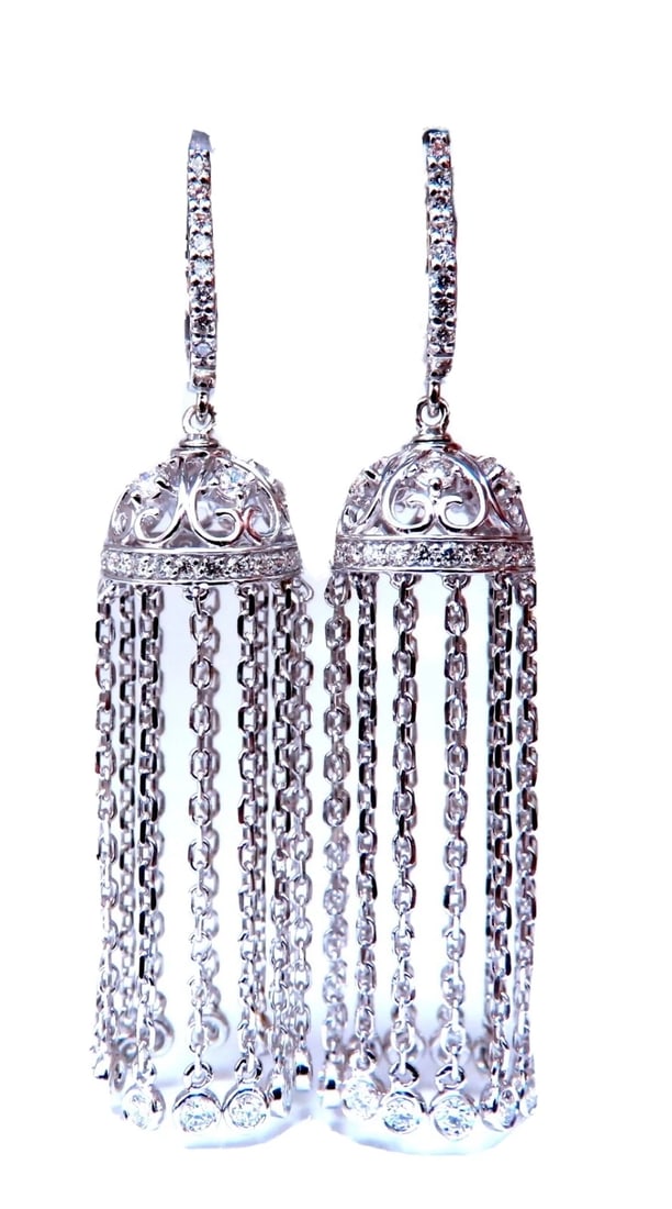 1.50ct natural diamonds umbrella cascading drop dangle earrings 14kt**: Title: 1.50ct natural diamonds umbrella cascading drop dangle earrings 14kt** Description: Umbrella cascading dangle diamonds earrings 1.50 carat natural round diamonds G color vs2 clarity 14kt white