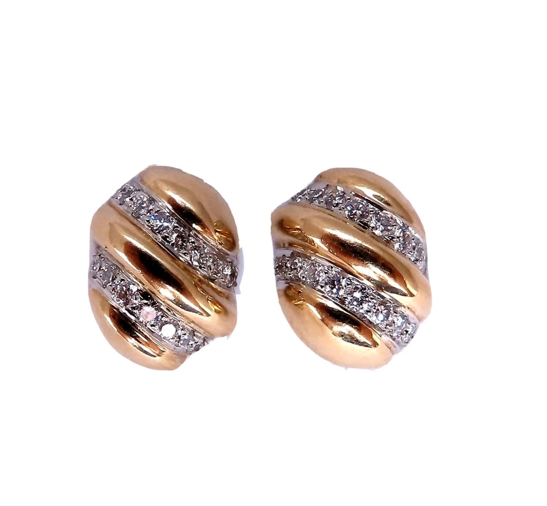 1.48ct. natural round diamond dome wave earrings 18kt platinum** - 2