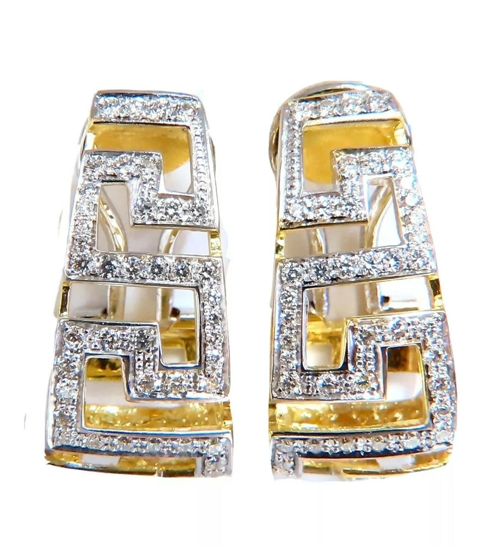18kt Endless Greek Symbolic Bead set 1.20ct diamonds clip earrings** - 4