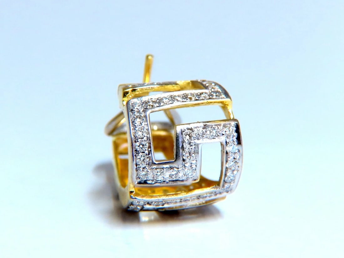 18kt Endless Greek Symbolic Bead set 1.20ct diamonds clip earrings** - 5
