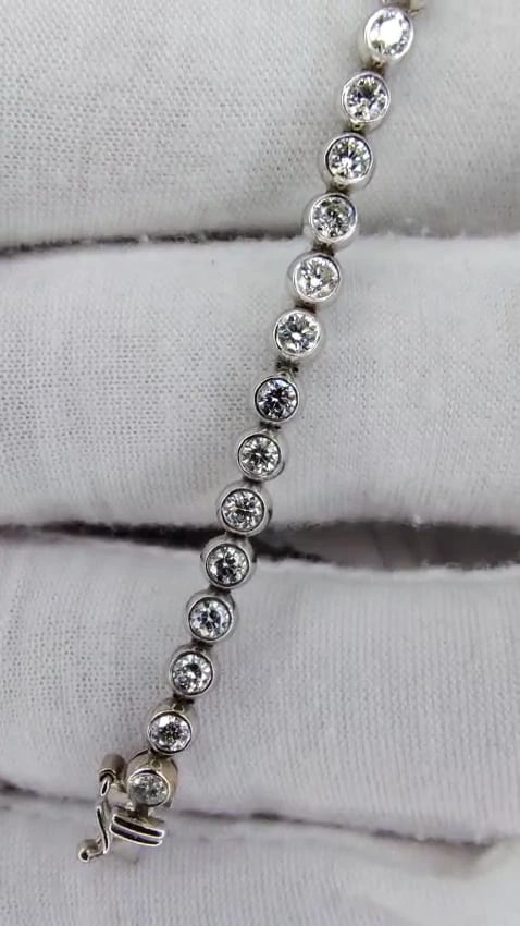 3.07ct. natural round diamonds tubular flush link tennis bracelet 14kt *v - 3