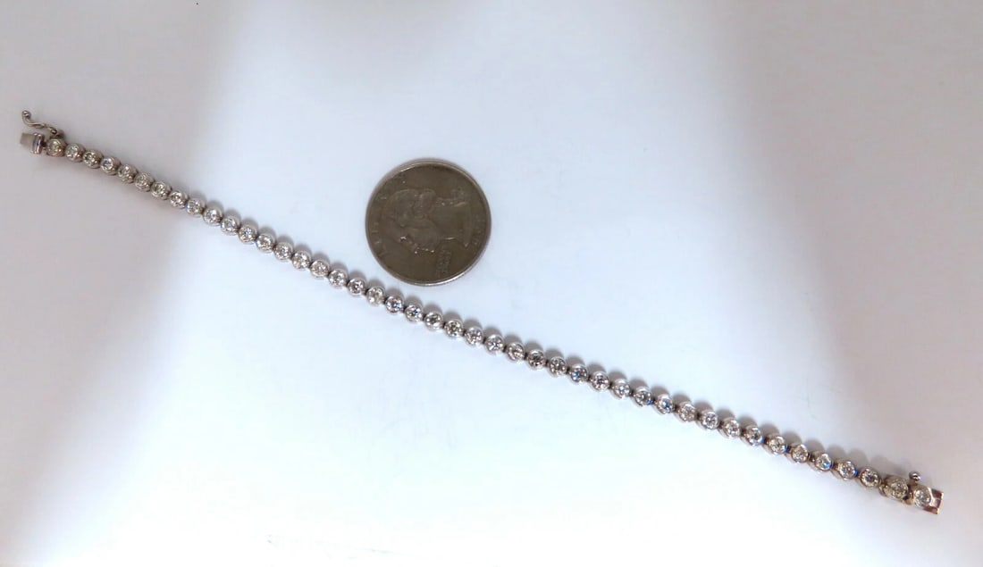 3.07ct. natural round diamonds tubular flush link tennis bracelet 14kt *v - 6
