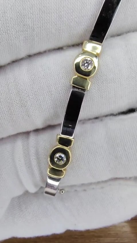 1.50 carat natural round diamond bezel flush set Diamond bracelet 14kt *v - 3