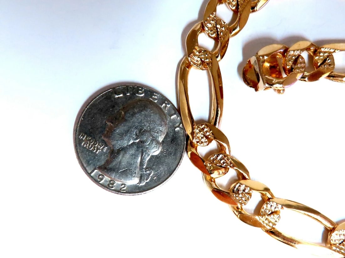 Figaro Link 14kt Gold Bracelet 8.25 inch 10mm 28 Gram Unisex** - 3