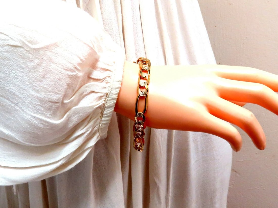 Figaro Link 14kt Gold Bracelet 8.25 inch 10mm 28 Gram Unisex** - 5