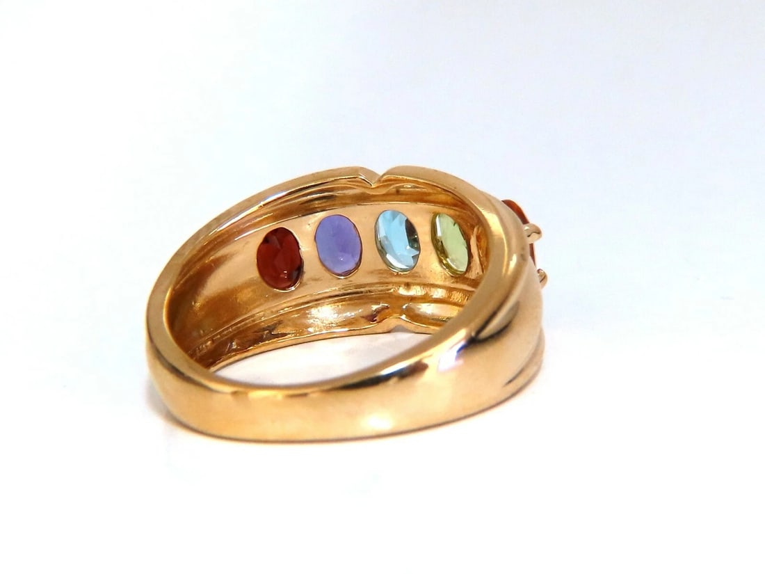 Natural amethyst topaz peridot garnet citrine mother's ring 14 karat *v - 5