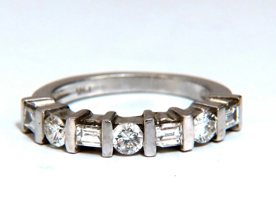 .75ct. Natural baguettes and rounds Diamond band ring 14 karat *v - 6