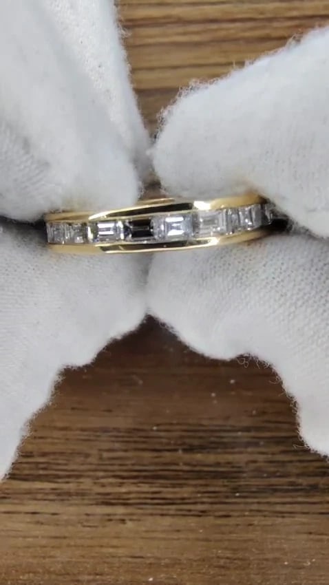 2.20ct. natural baguette diamonds eternity ring 14kt Gold 3.8mm size 8.5 *v - 3