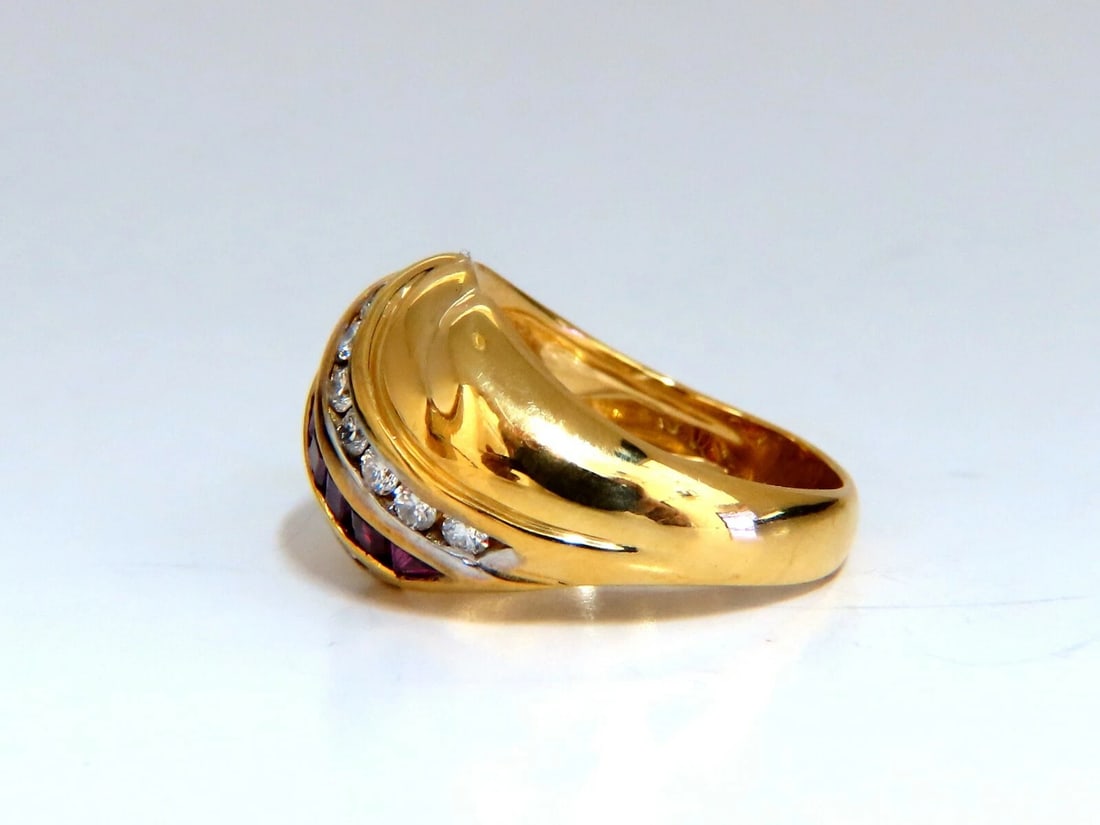 1.50ct natural rubies and diamonds band ring channel wave 14kt *v - 5