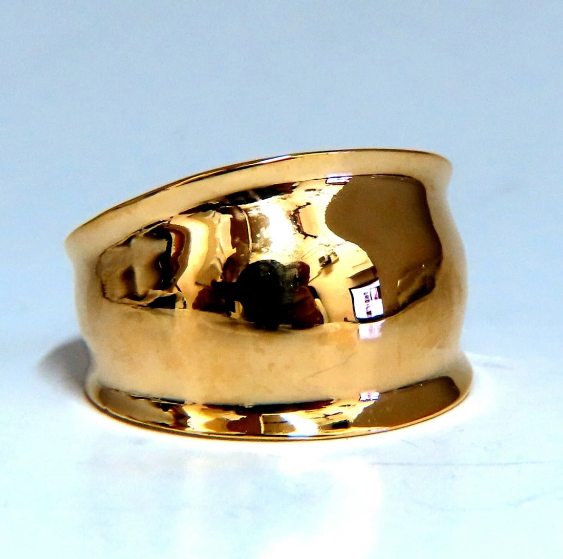Wide Flat band slight dome ring 14kt gold *v - 4