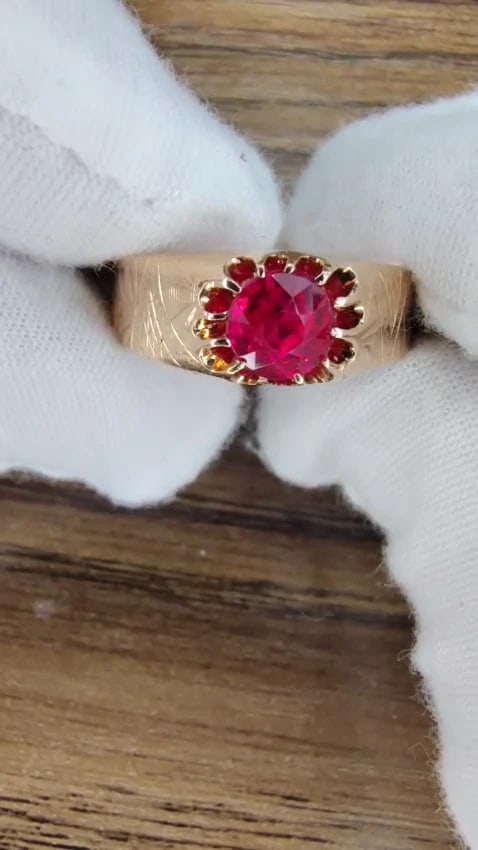 2ct Lab Ruby Vintage European Ring 14kt gold *v - 3