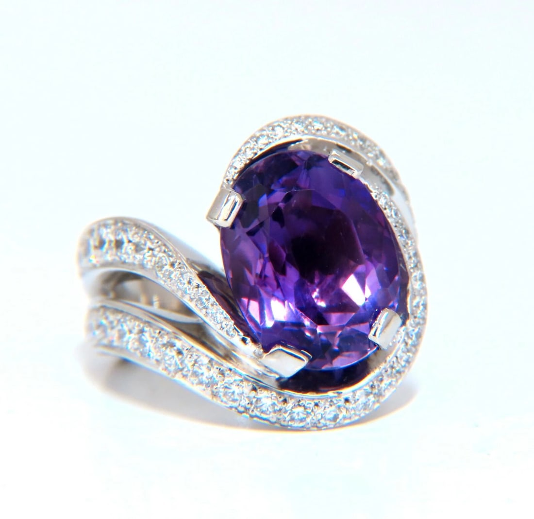 8.30ct Natural Amethyst Diamonds Ring Platinum Swirl Mod Deco *v - 2