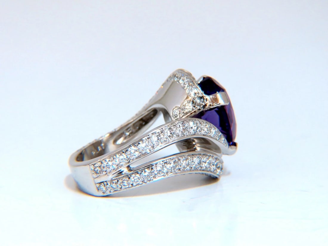 8.30ct Natural Amethyst Diamonds Ring Platinum Swirl Mod Deco *v - 5