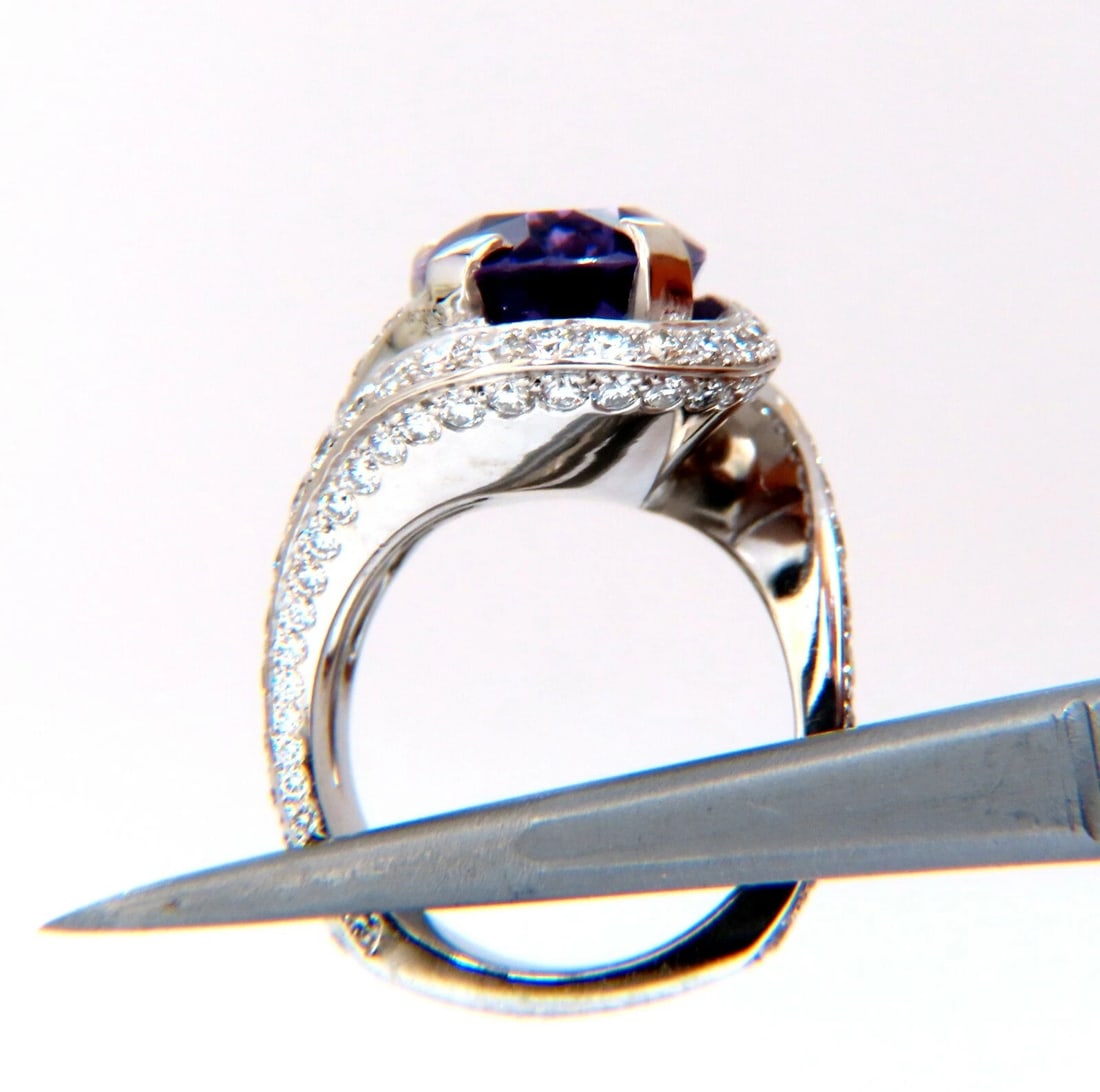 8.30ct Natural Amethyst Diamonds Ring Platinum Swirl Mod Deco *v - 6