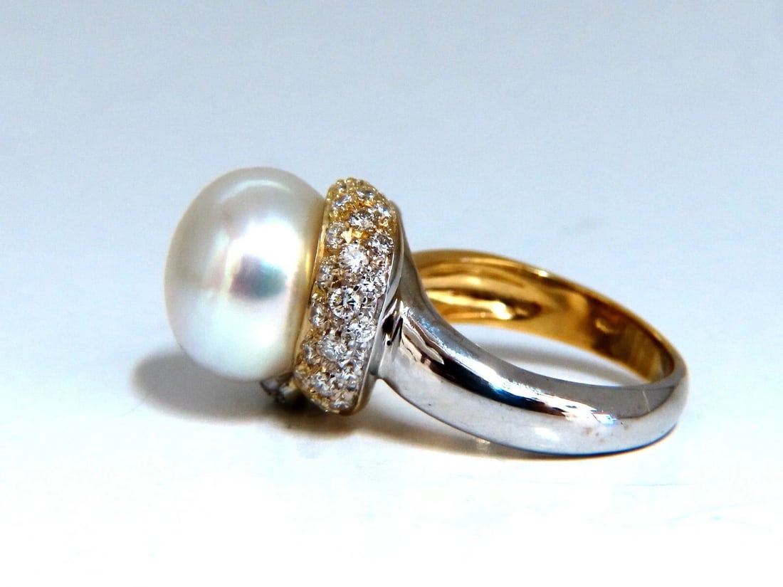 12.7mm Natural South Seas Pearl Diamonds Rings 18kt *v - 5