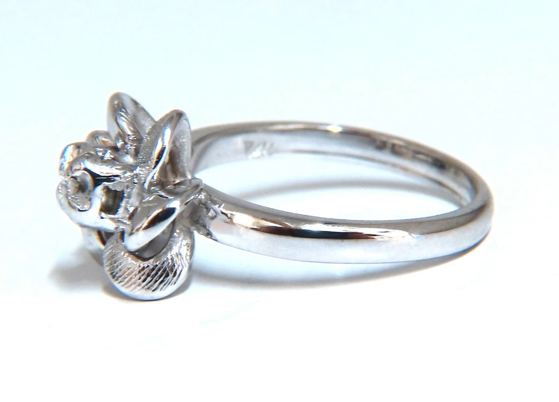 .02ct Natural Diamond Circular Bow Clover Ring 14kt *v - 5