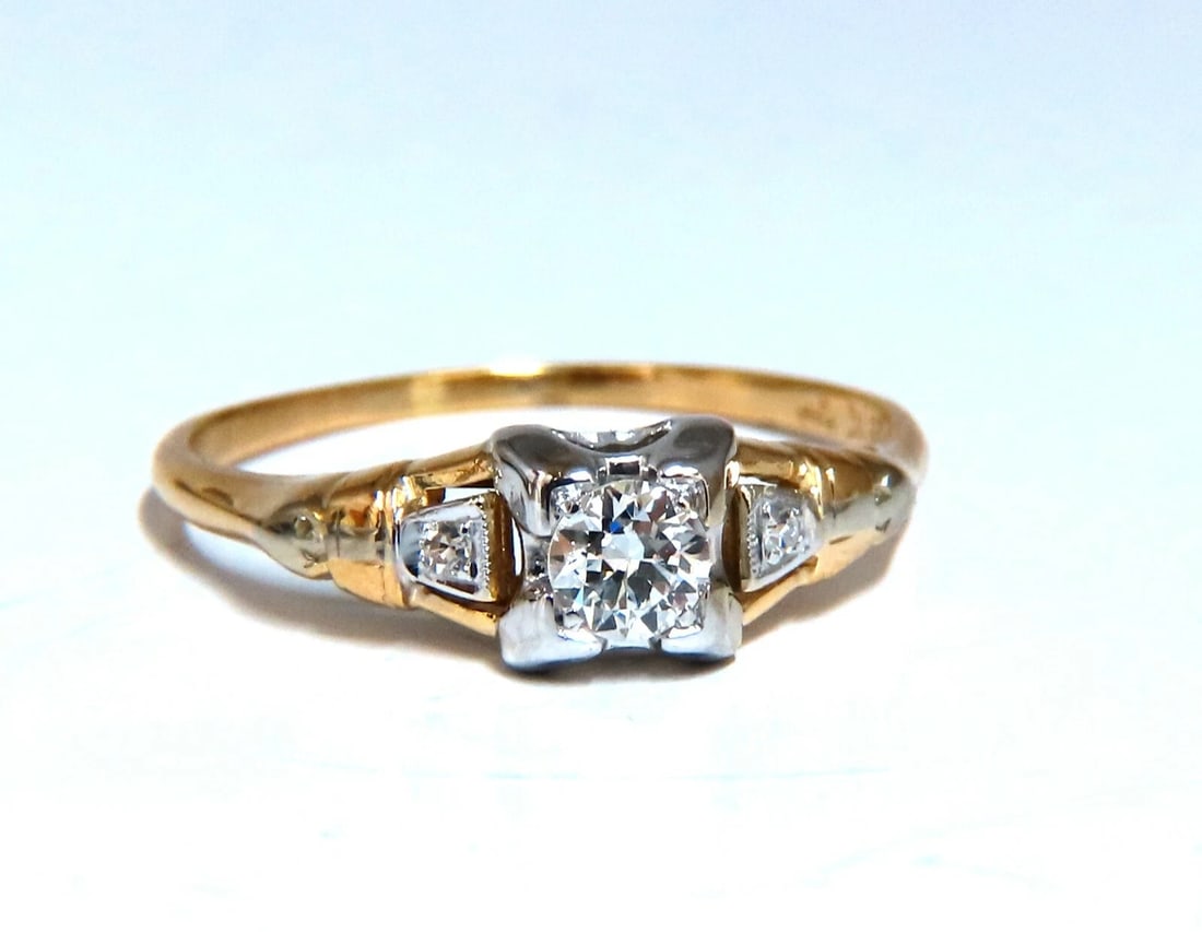 .30ct Vintage Old Miner Diamond Solitaire Ring 14kt *v: Title: .30ct Vintage Old Miner Diamond Solitaire Ring 14kt *v Description: .30ct Old Mine Natural Diamond Solitaire ring Durable Built. Vs-2 clarity F color. 14kt yellow gold. 1.7 Grams Overall ring: 